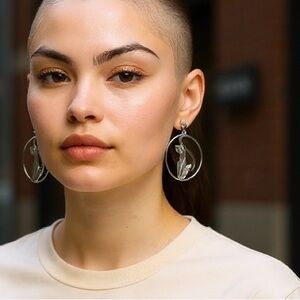 Costa Silver Cat Design Earrings